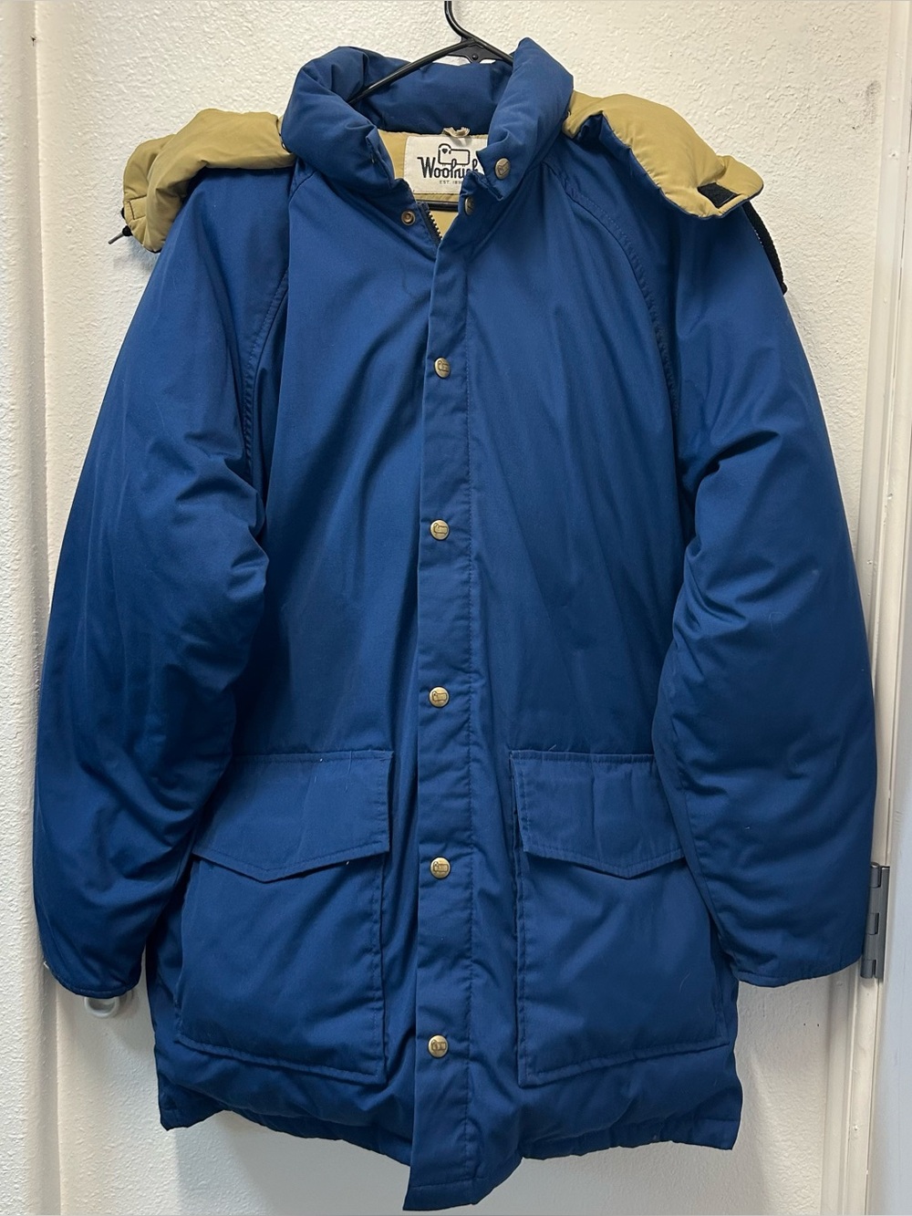 Size L Woolrich Down Filled Puffer Parka Jacket Vintage 80s Blue
